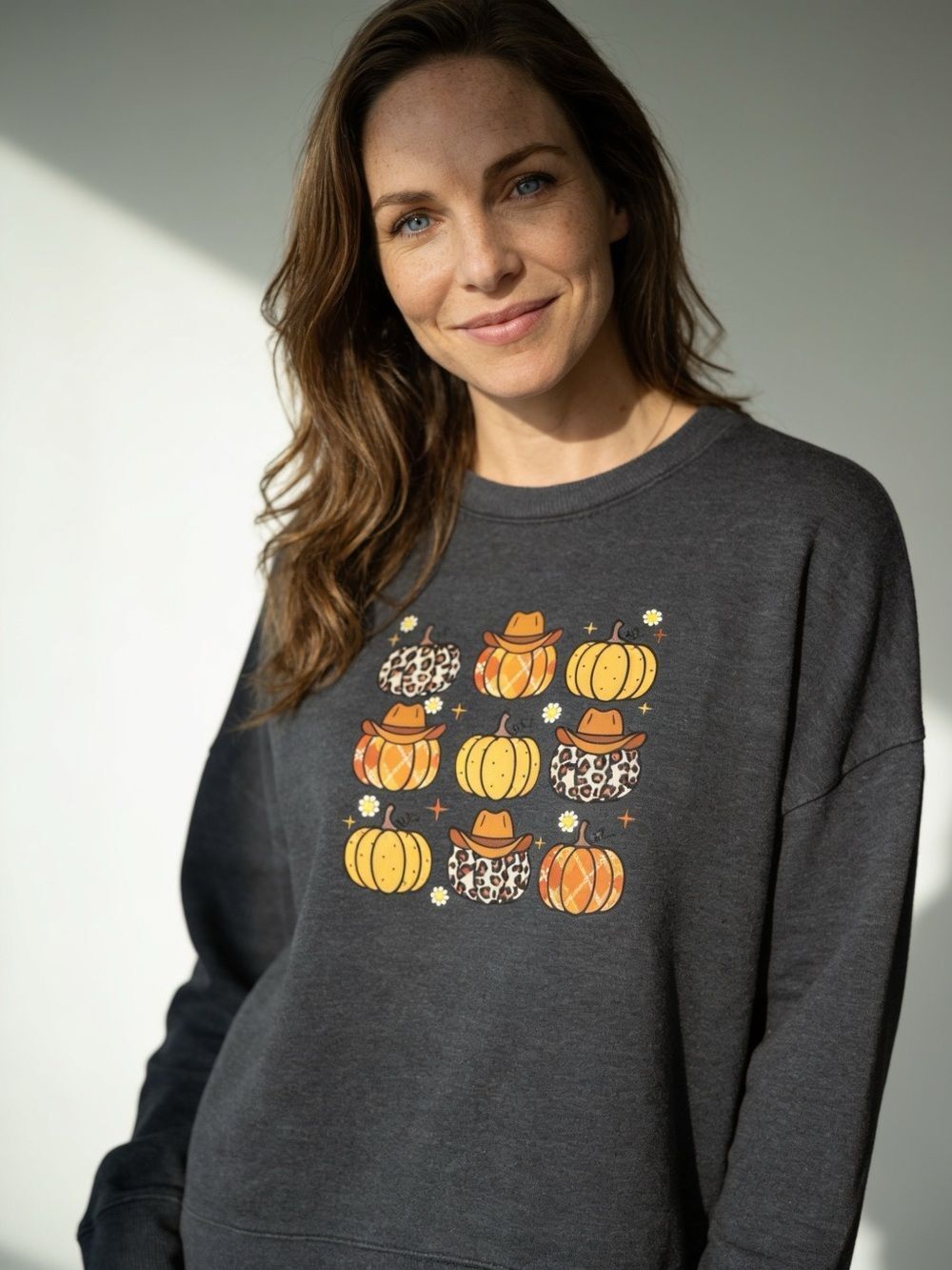Retro Gray Fall Pumpkin Sweatshirt